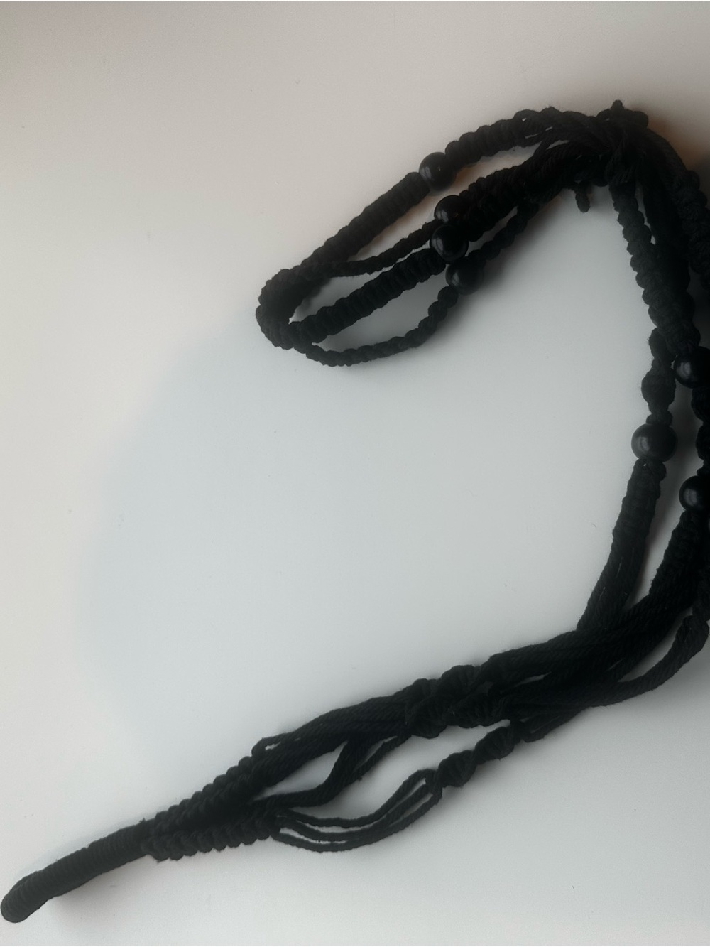 Black Rope and beaded assorted sized Plant Holder - very pretty